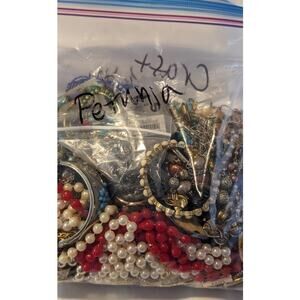 Jewelry Lot Petunia Repurpose Bag Over 4 Pounds Beads & Possible Wearable Pieces
